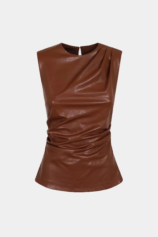 Faux Leather Ruched Tank Top