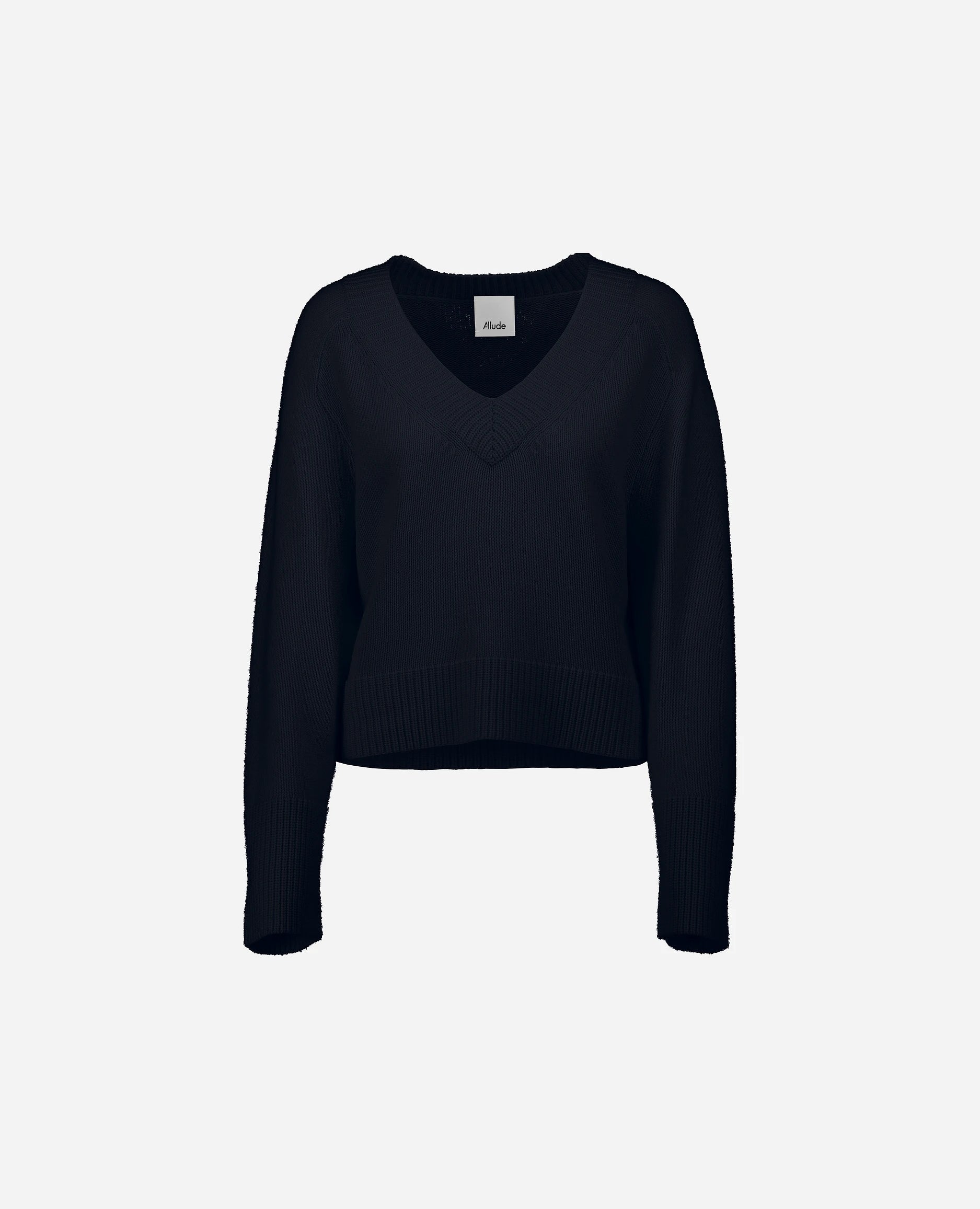 Woll-Mischung Pullover in Navy - Kastiger Schnitt