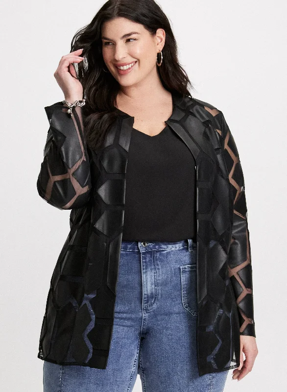 Joseph Ribkoff - Contrast Print Vegan Leather Jacket