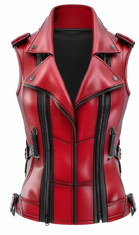 Sophie Red Leather Vest