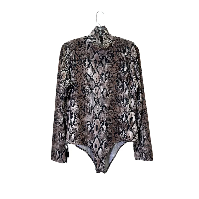 Bodysuit By Queen M In Snakeskin Print, Size:1X