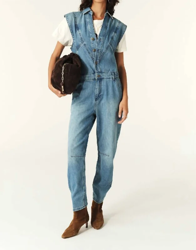 Figo Sleeveless Jumpsuit In Denim