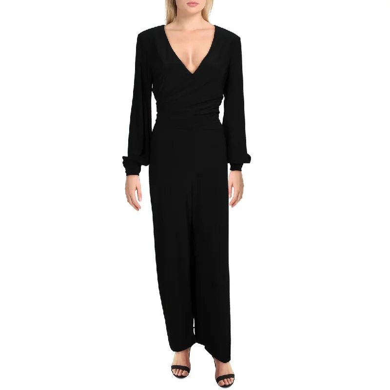 Womens Surplice Pintuck Jumpsuit