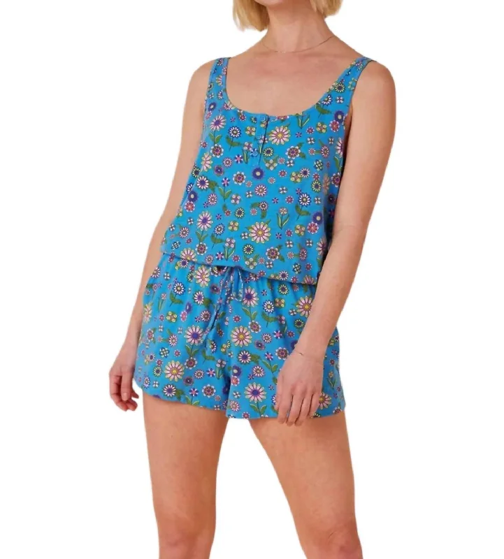 Stevie Pima Knit Romper In Blue