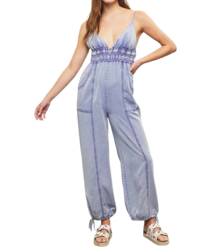 Woven Jumpsuit In Slate Grey