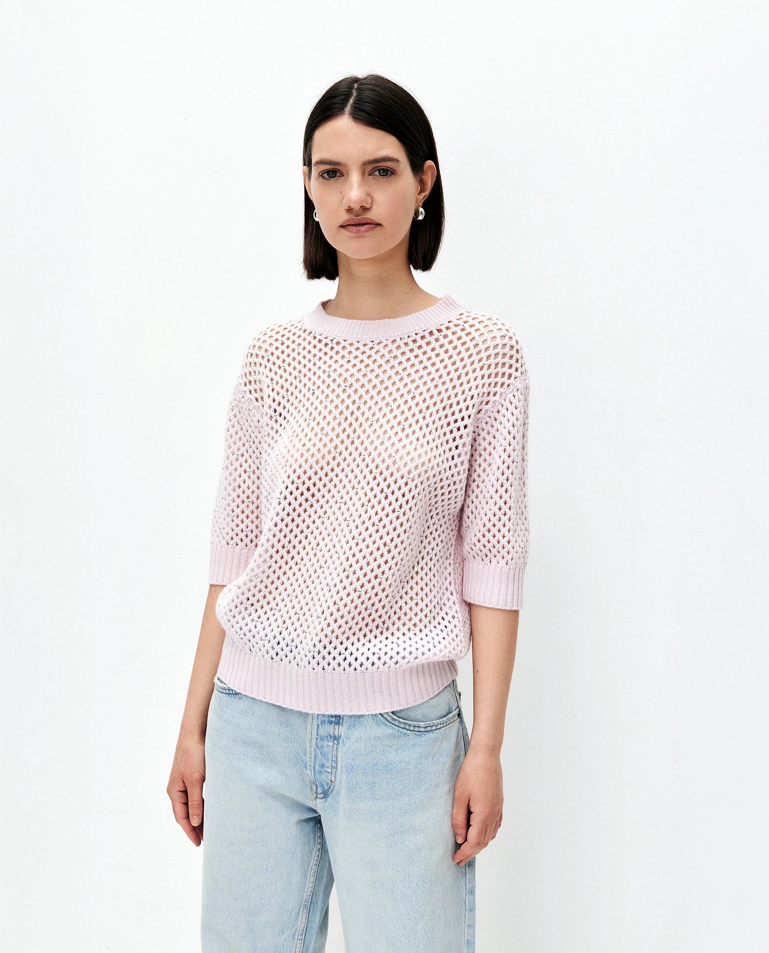 Woll-Mischung Pullover in Rose - Kastiger Schnitt