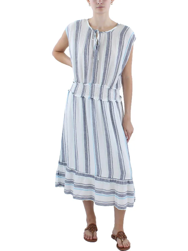 Womens Linen Midi Dress