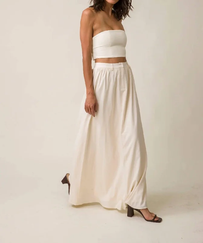 Day Dream High Waisted Maxi Skirt In Ivory