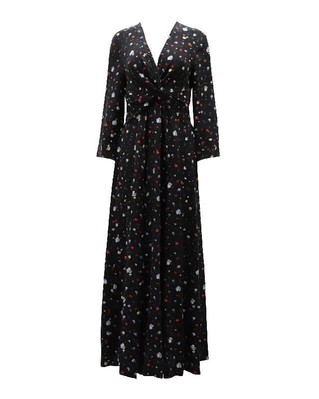 Ganni Nolana Maxi Dress in Black Silk