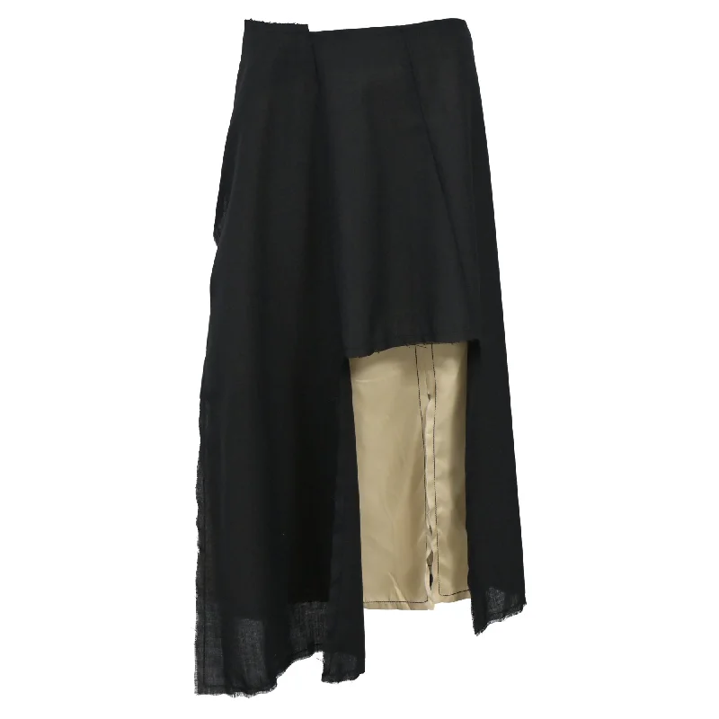 Marni Asymmetric Skirt in Black Cotton