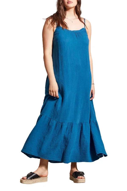 Maxi Dress With Frill In Oceanside