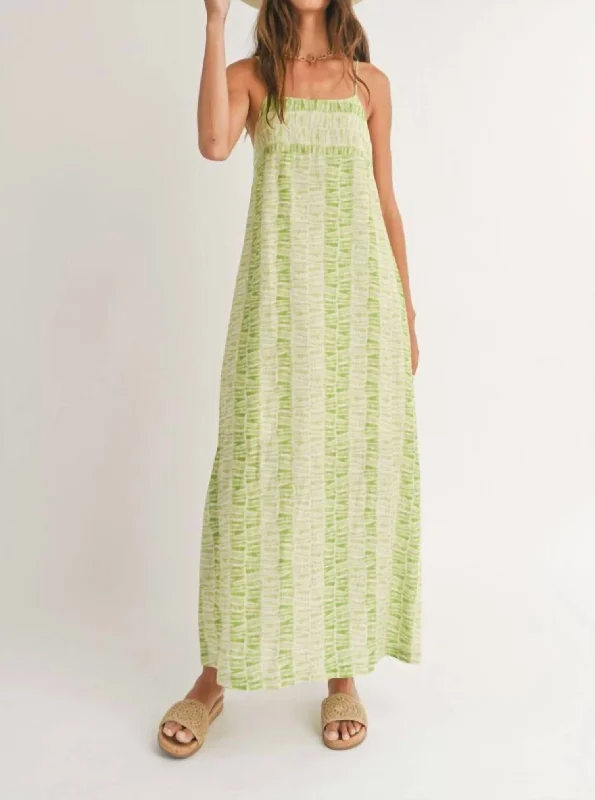 Out And About Low Back Maxi Dress In Lime Natural