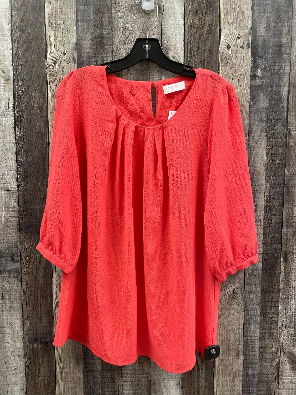 Top 3/4 Sleeve By Peach Love Cream California In Coral, Size: M