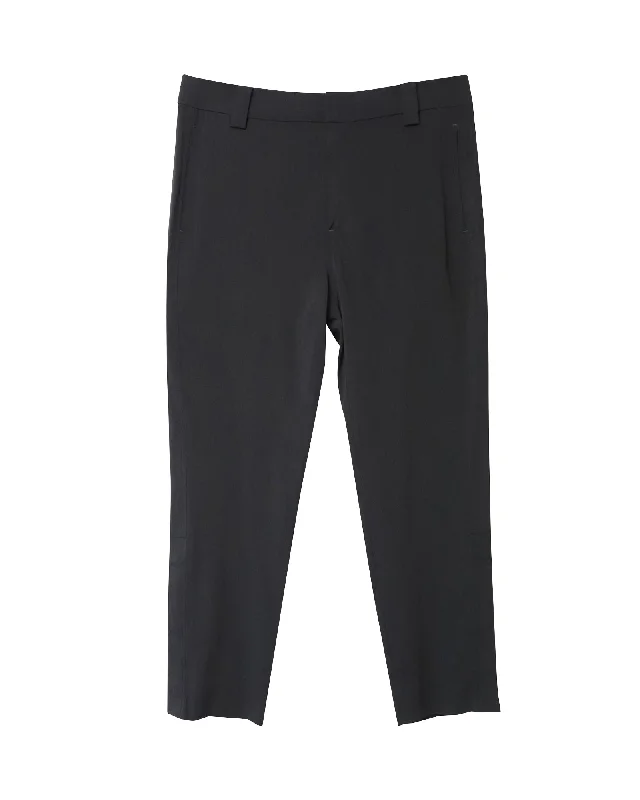 Ganni Regular Fit Cropped Trousers in Black Viscose