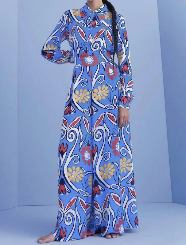 Gaspar Wide Leg Pants In Blue Multi