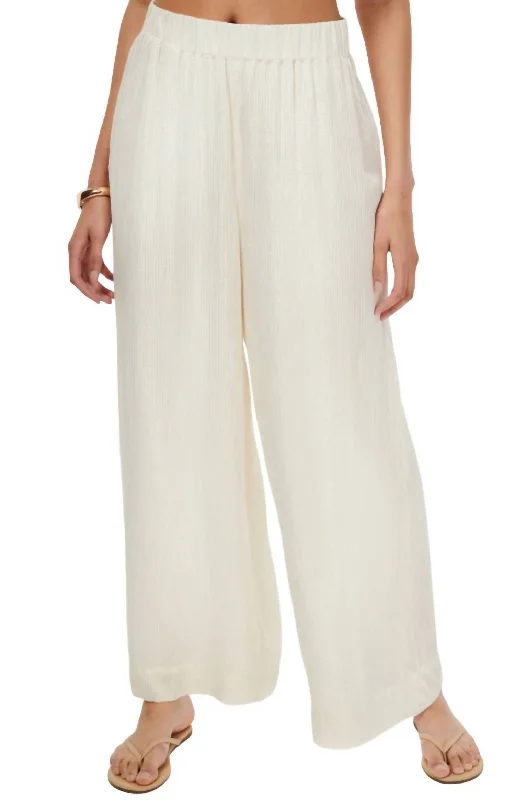 Medina Metallic Chiffon Pant In White