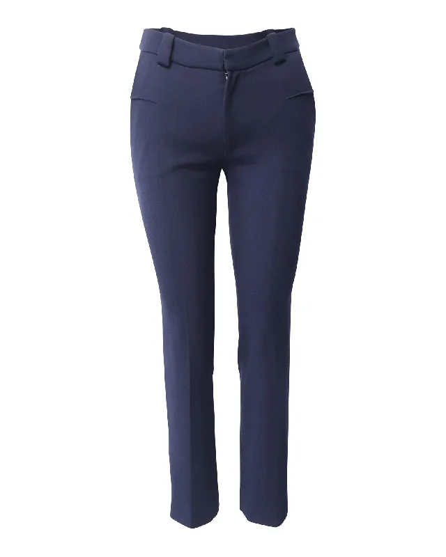 Roland Mouret Holway Slim Trousers in Navy Blue Polyester