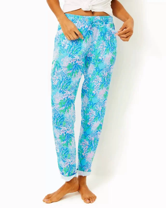 Taron Linen Pants In Las Olas Aqua Strong Current Sea