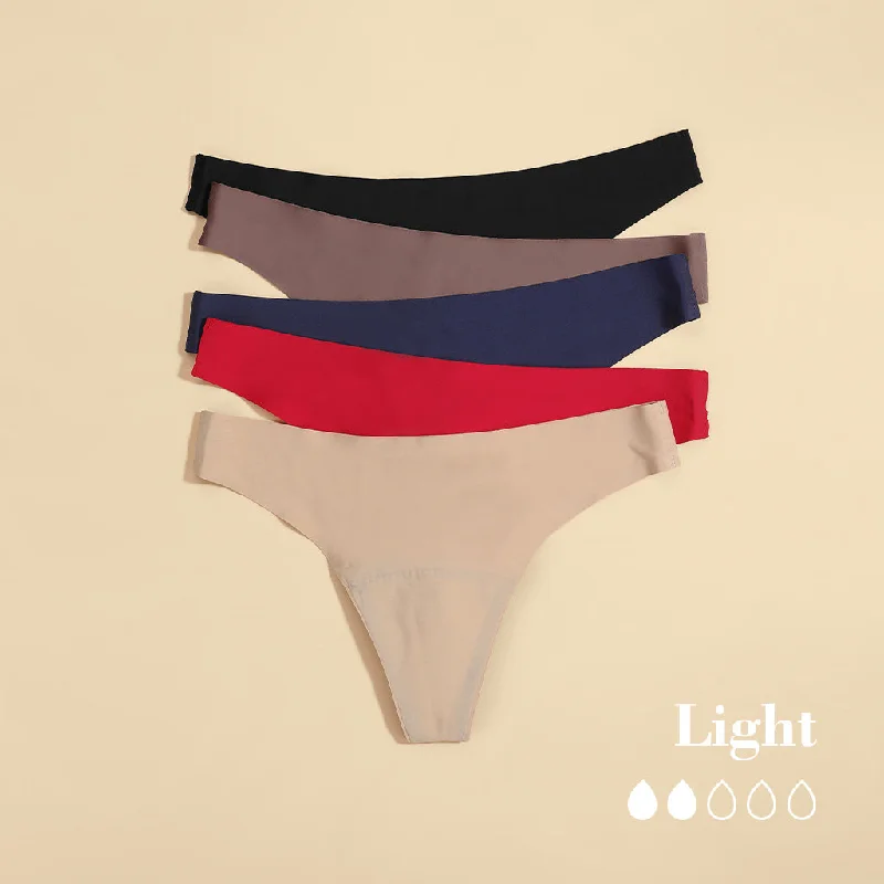 5 Pack Seamless Period Panties Thong - Light Flow