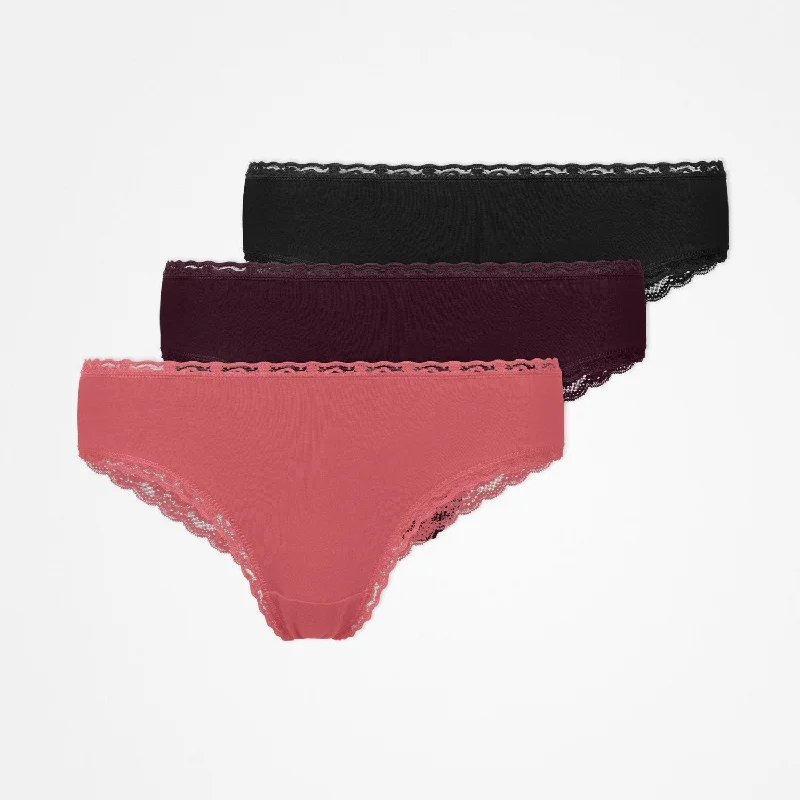 Brazilian Slips mit Spitze | Mix (Mauve/Weinrot/Schwarz)