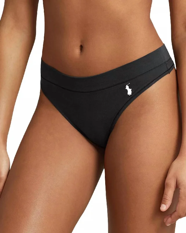 Club Cotton Thong Panty In Onyx