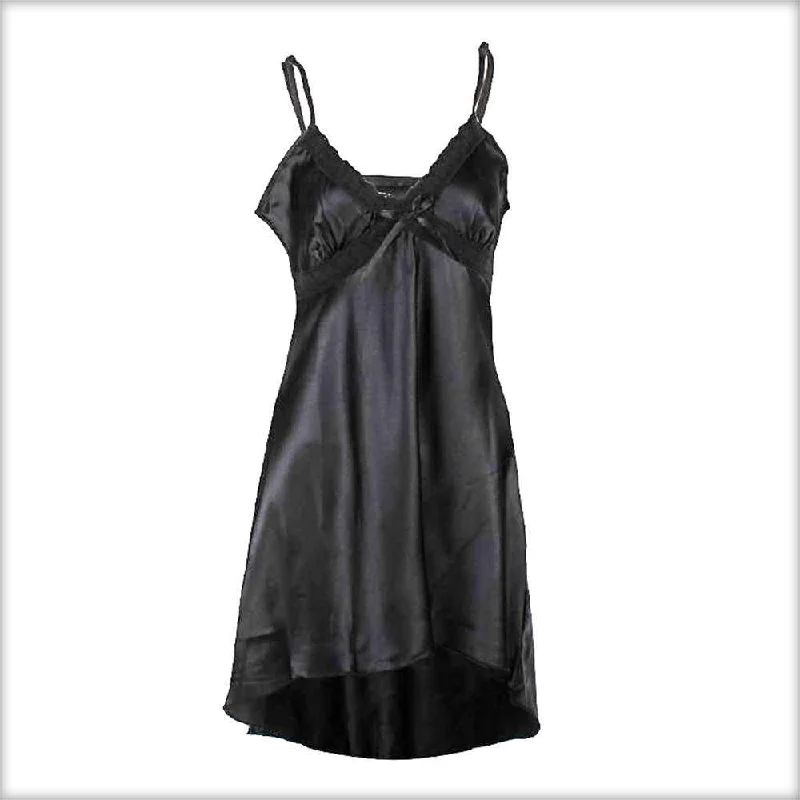 Black Satin Tail Chemise