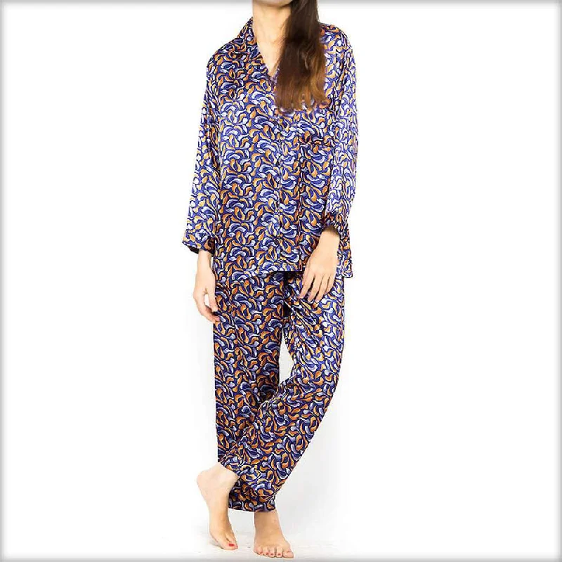 Blue Printed Pajama Set Nightwear