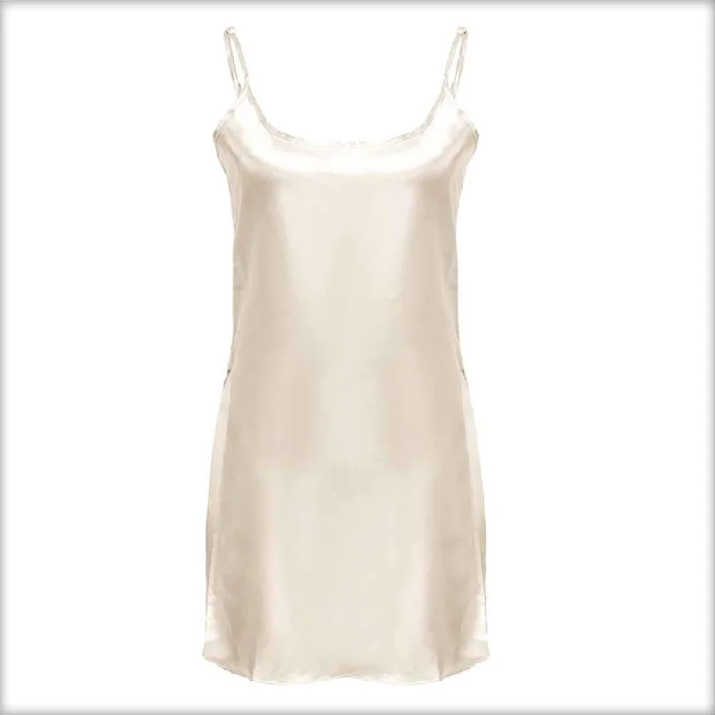 Off-White Polyester Satin Chemise