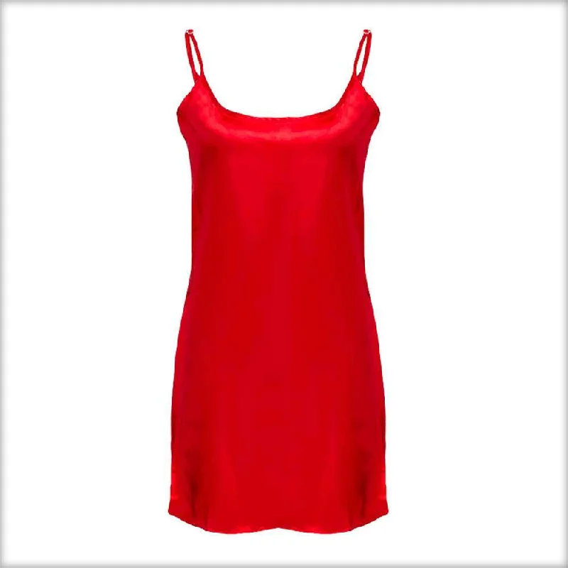 Red Polyester Satin Chemise