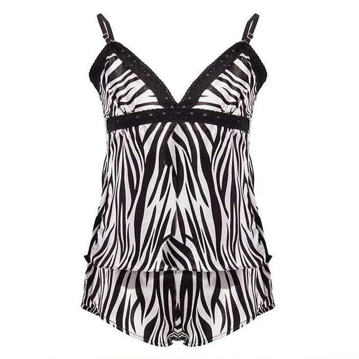 ZEBRA PRINTED SHORT LINGERIE CHEMISE