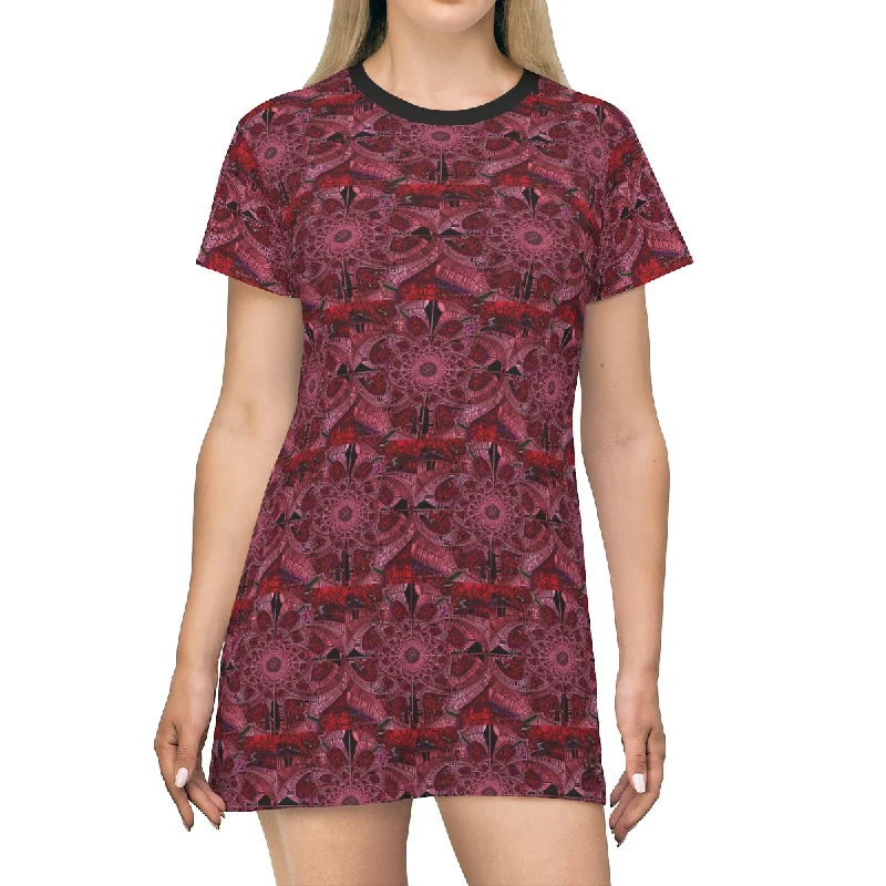 All Over Print T-Shirt Dress REDDIE PINKS