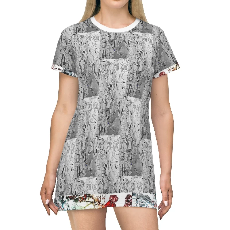 All Over Print T-Shirt Dress SILVER WISP