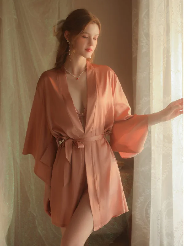 Lace Dress with Cross Front Closure Sleepwear Nightgown Robe