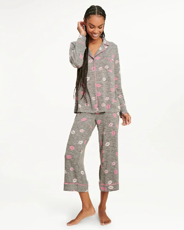 Pillow Soft Long Sleeve PJ Set in Charcoal Kiss