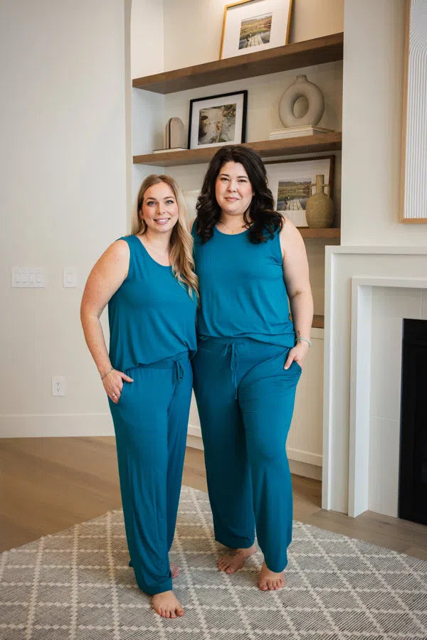 🌊 PJ Tank/Straight Leg Pant Bamboo | Cyan Teal 🌊