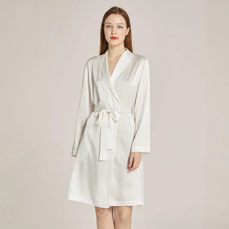 Long Sleeves Elegant Silk Robe For Women 100% Mulberry Silk Bathrobe Silk Nightwear Gifts